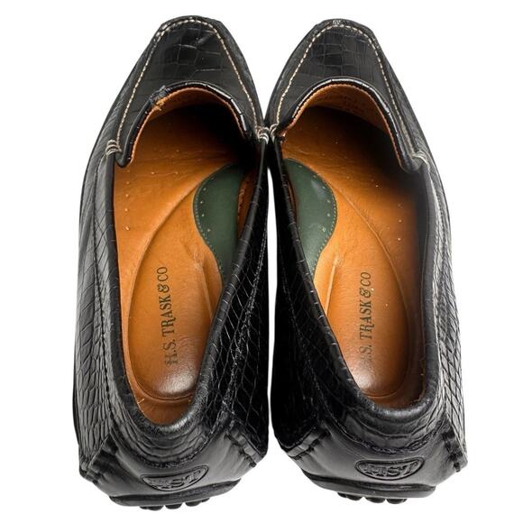 H.S. Trask Shoes Mens Size 10 Croc Embossed Driving Loafer Old Money Moc Leather - Picture 4 of 15
